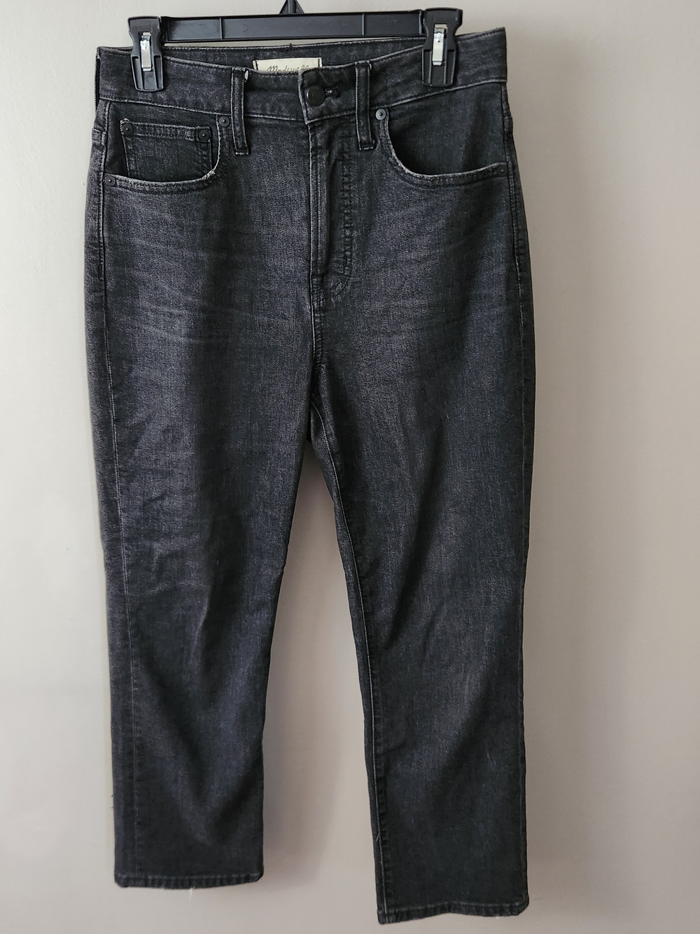 Madewell Black Denim Jeans Straight Leg High Rise Curvy Perfect Vintage Petite
